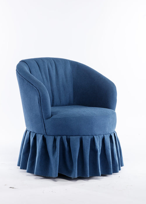 Linen Fabric Accent Swivel Chair Auditorium Chair With Pleated Skirt For Living Room Bedroom Auditorium,Blue