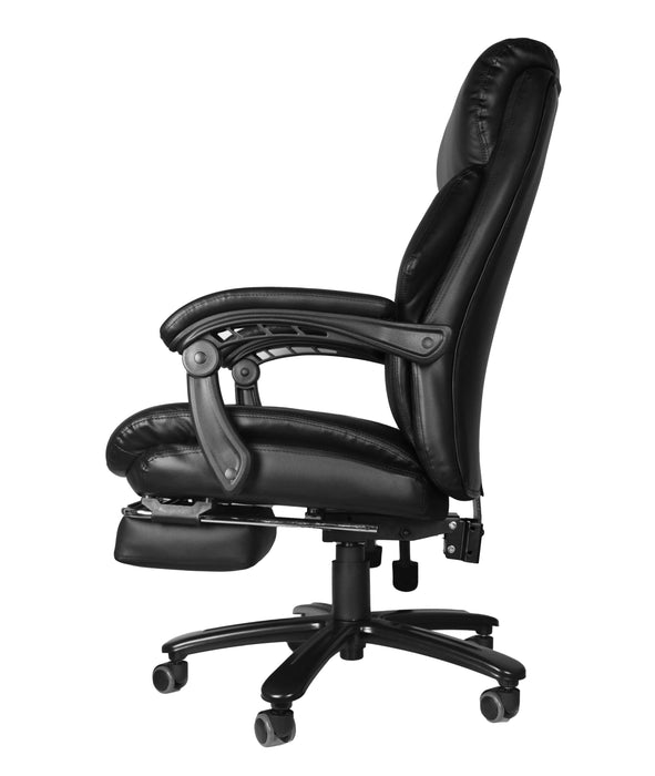 High Back Office  Chair with High Quality PU Leather, Soft Cushion and Footrest, Tilt Function Max 130°,400lbs,Black