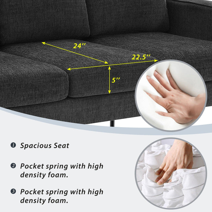 Modern 3-Piece Sofa Sets with Sturdy Metal Legs,Linen Upholstered Couches Sets Including 3-Seat Sofa, Loveseat and Single Chair for Living Room Furniture Set (1+2+3 Seat)