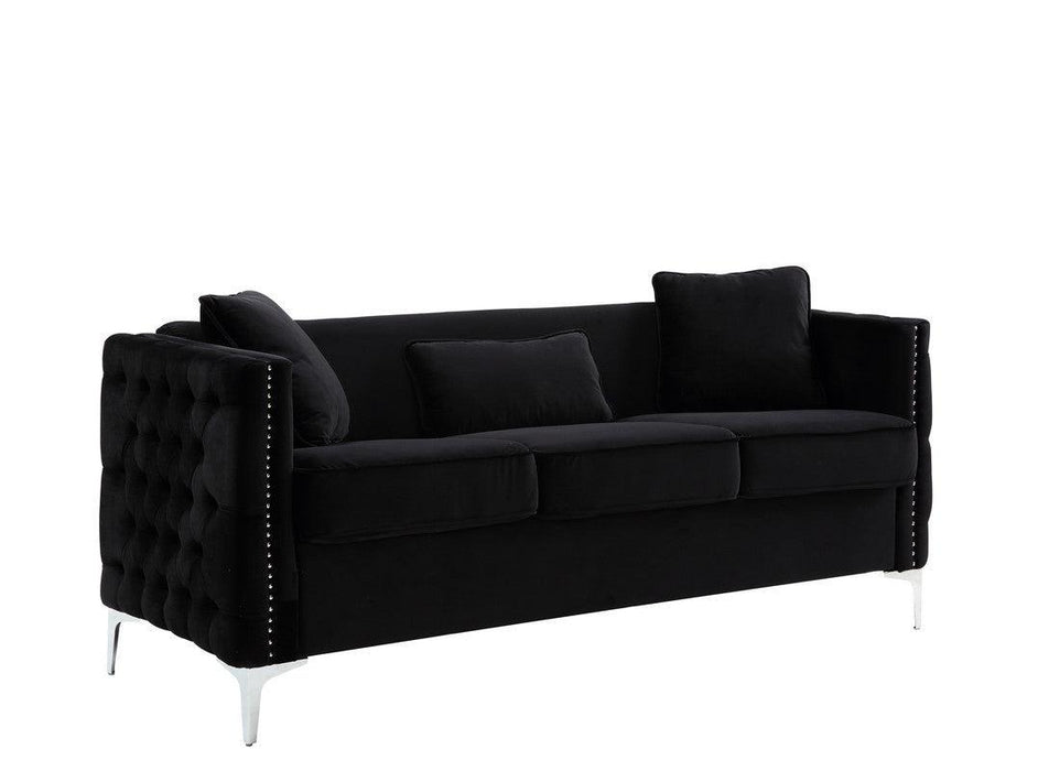 Bayberry Black Velvet Sofa Loveseat Living Room Set