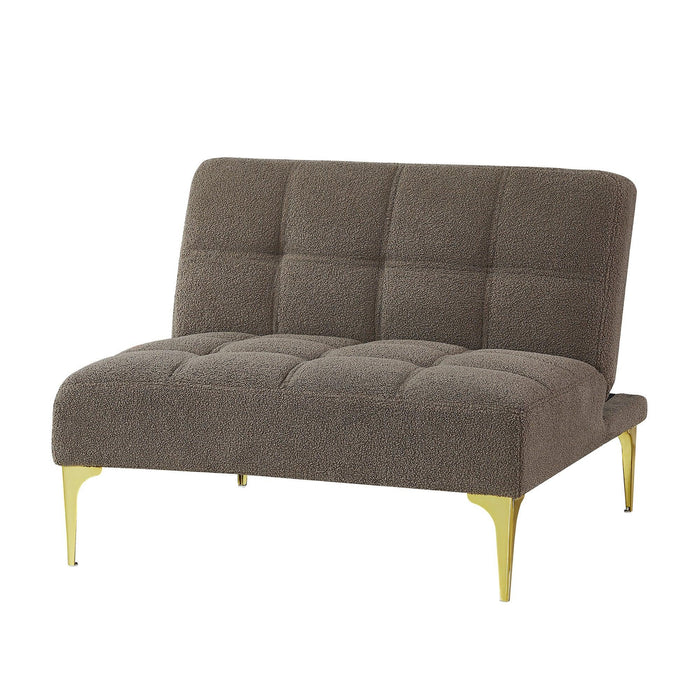 Convertible sofa bed single chair futon with ld metal legs teddy fabric (Taupe)