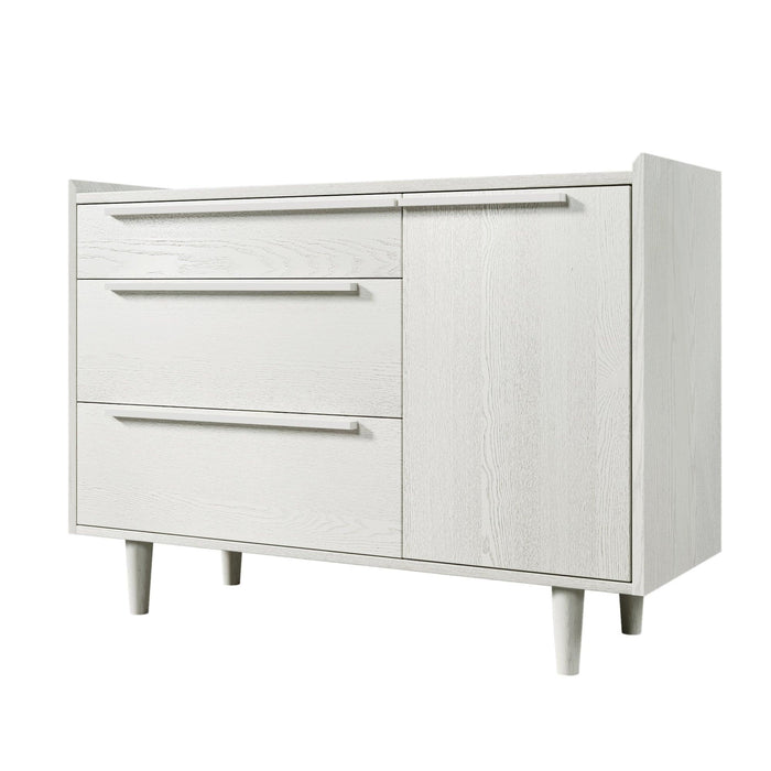 Modern Style Manufactured Wood 3-Drawer Dresser with Solid Wood Legs, White