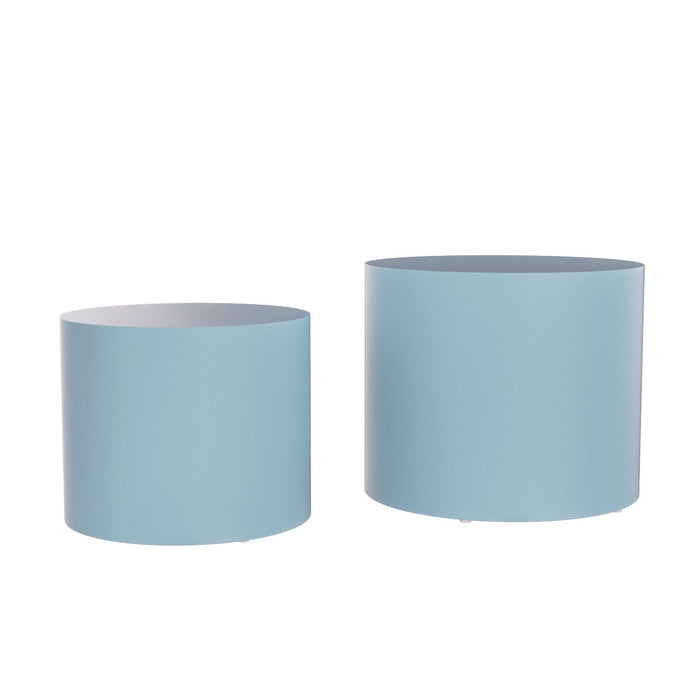 Nesting table set of 2 MDF Side Table Round Shape Blue