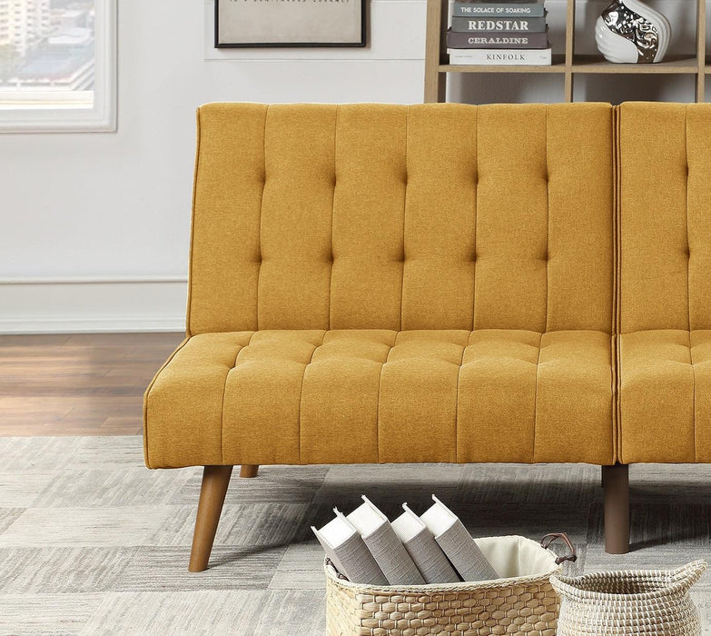 Mustard ColorModern Convertible Sofa 1pc Set Couch Polyfiber Plush Tufted Cushion Sofa Living Room Furniture Wooden Legs