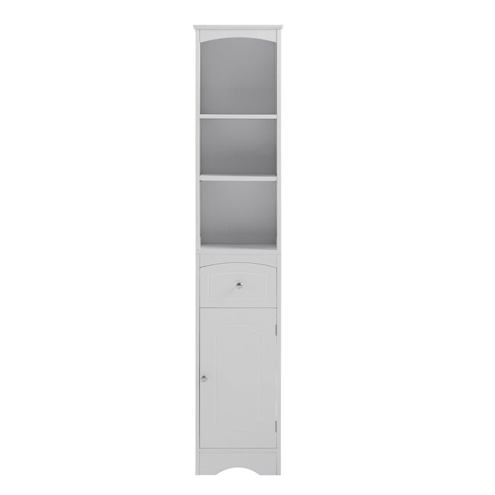 Tall Bathroom Cabinet, FreestandingStorage Cabinet with Drawer, MDF Board, Adjustable Shelf, White