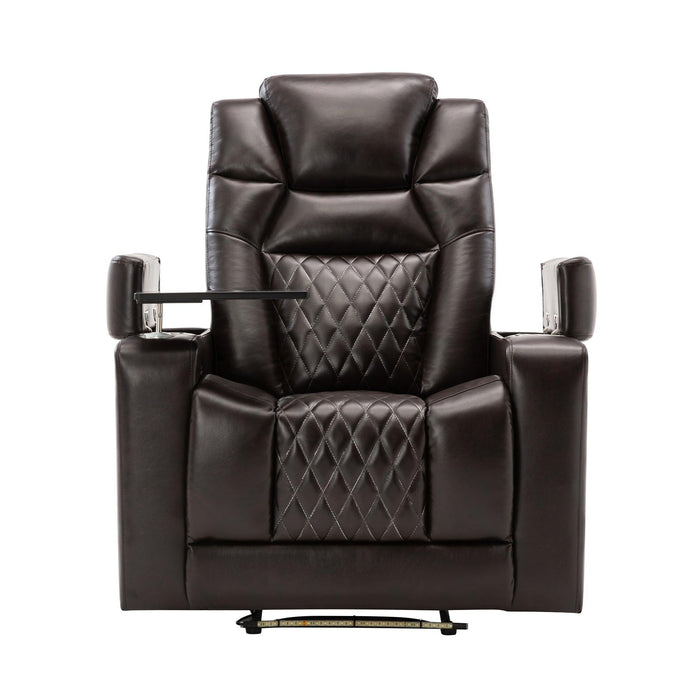 Motion Recliner with USB Charging Port and Hidden ArmStorage, Home Theater Seating with 2 Convenient Cup Holders Design and 360° Swivel Tray Table