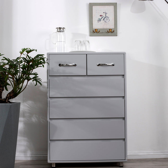 Six drawer side table-Grey