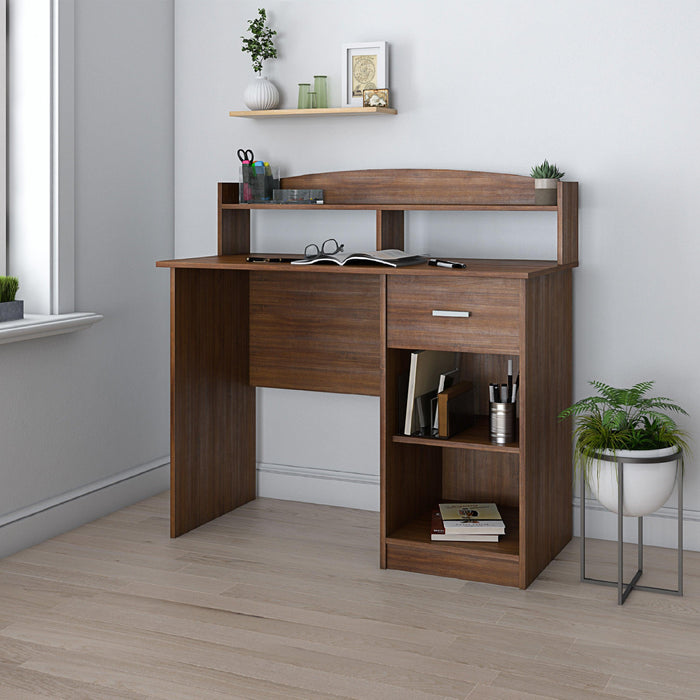 Techni MobiliModern Office Desk with Hutch, Oak