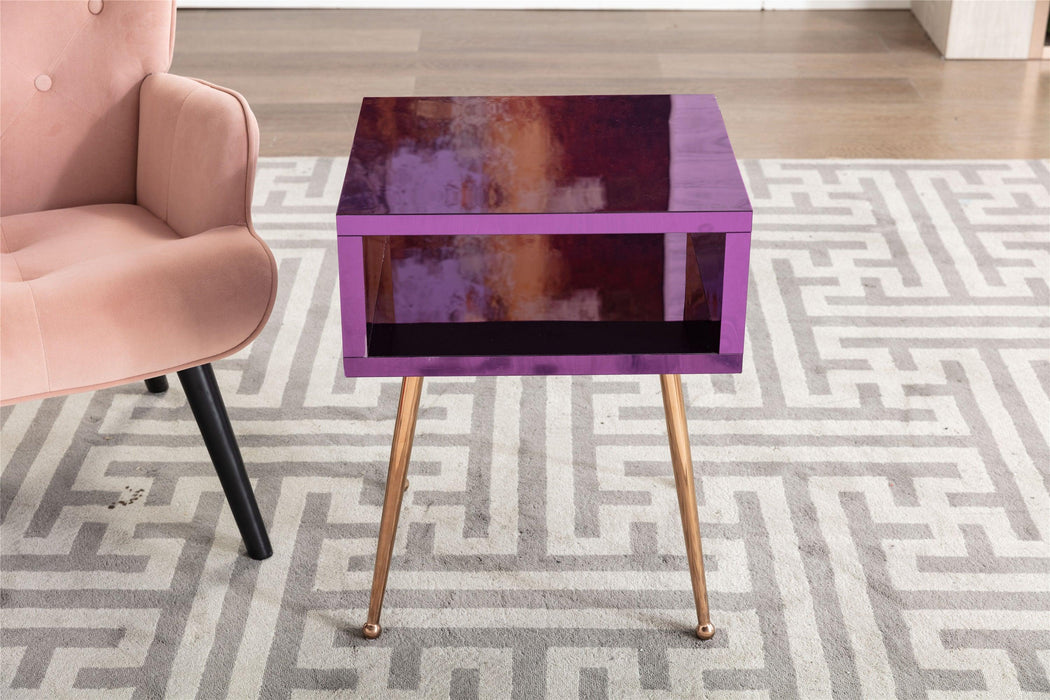 MIRROR END TABLE  MIRROR NIGHTSTAND   END&SIDE TABLE  (Purple color)