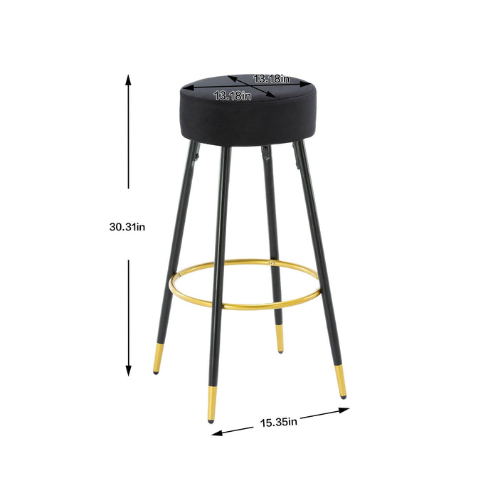 Counter Height Bar Stools Set of 2, Velvet Kitchen Stools Upholstered Dining Chair Stools 24 Inches Height with Golden Footrest for Kitchen Island Coffee Shop Bar Home Balcony,