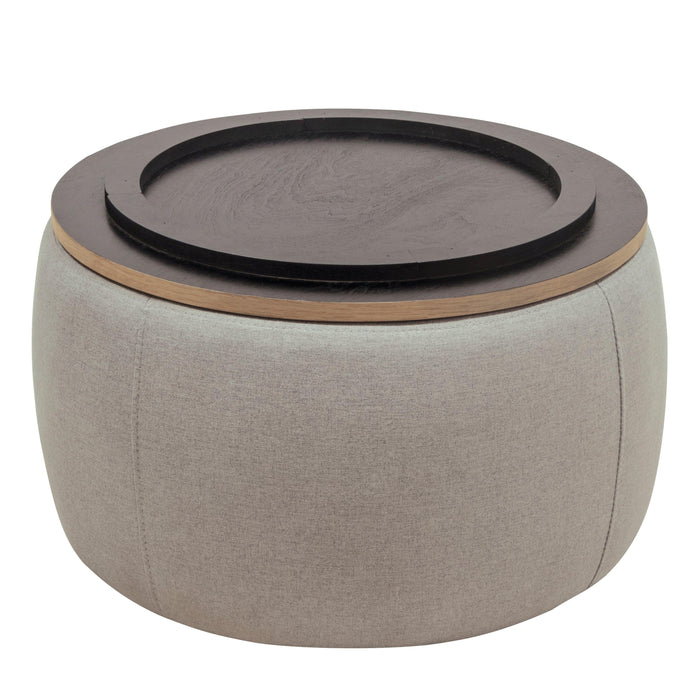 RoundStorage Ottoman, 2 in 1 Function, Work as End table and Ottoman,  Grey (25.5"x25.5"x14.5")