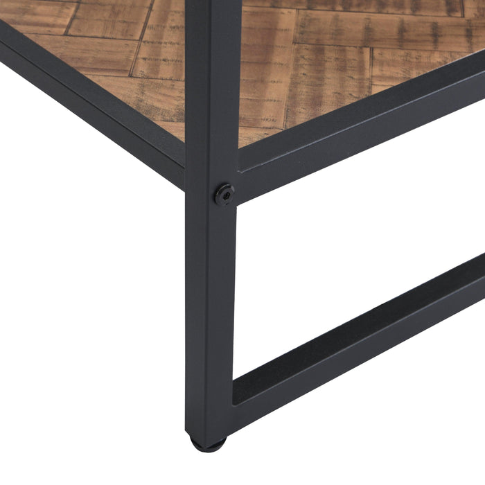 Black Side Table, End Table withStorage Shelf, Tempered Glass Coffee Table with Metal Frame for Living Room&Bed Room