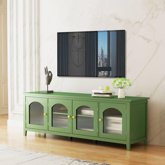 71-inch stylish TV cabinet, TV frame, TV stand，solid wood frame, Changhong glass door, antique green, can be placed in the children's room,bedroom， living room, wherever you need