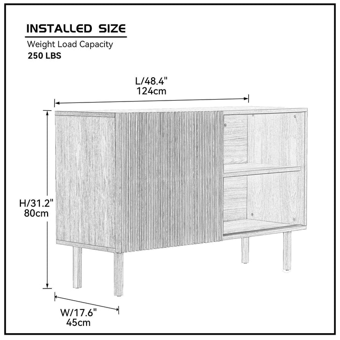 Modern Sideboard with 4 Cabinet,Storage Cabinet, TV Stand , Anti-Topple Design, and Large Countertop