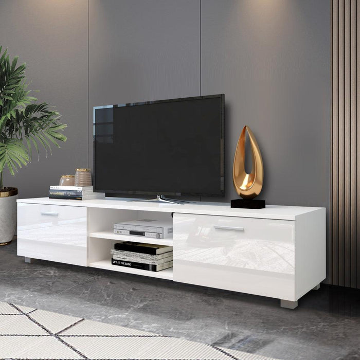 White TV Stand for 70 Inch TV Stands, Media Console Entertainment Center Television Table, 2Storage Cabinet with Open Shelves for Living Room Bedroom