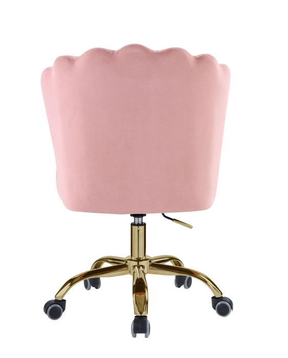 ACME Moyle Office Chair in Rose Quartz Velvet & Gold Finish OF00116