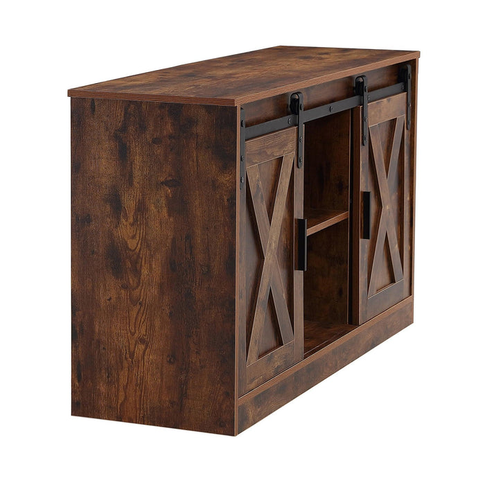 Rustic Brown decorative wooden TV /Storage cabinet with two sliding barn doors, available for bedroom, living room,corridor.