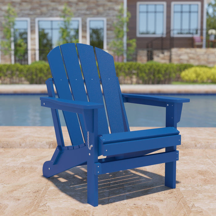 Folding Adirondack Chair Outdoor, Poly Lumber Weather Resistant Patio Chairs for Garden, Deck, Backyard, Lawn Furniture, Easy Maintenance & Classic Adirondack Chairs Design, Navy Blue