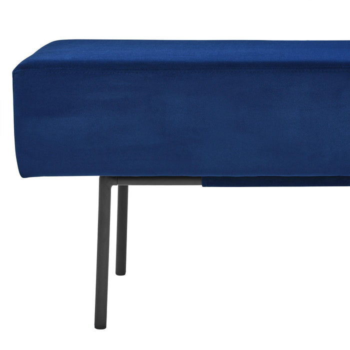 Contemporary Style Bedroom Velvet Upholstered Bench, Blue,( 45'' x13''x 17''）