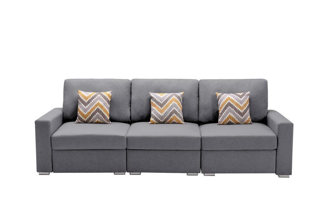 Nolan Gray Linen Fabric Sofa with Pillows and Interchangeable Legs