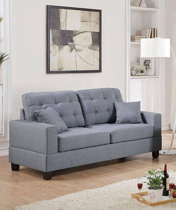 Living Room Furniture 2pc Sofa Set Grey Polyfiber Tufted Sofa Loveseat w Pillows Cushion Couch