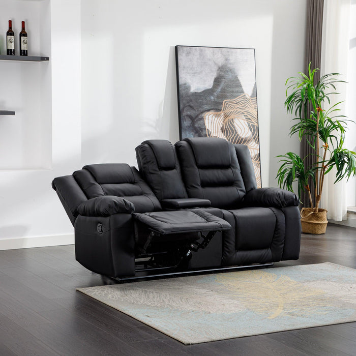 Home Theater Seating Manual Recliner, PU Leather Reclining Loveseat for Living Room