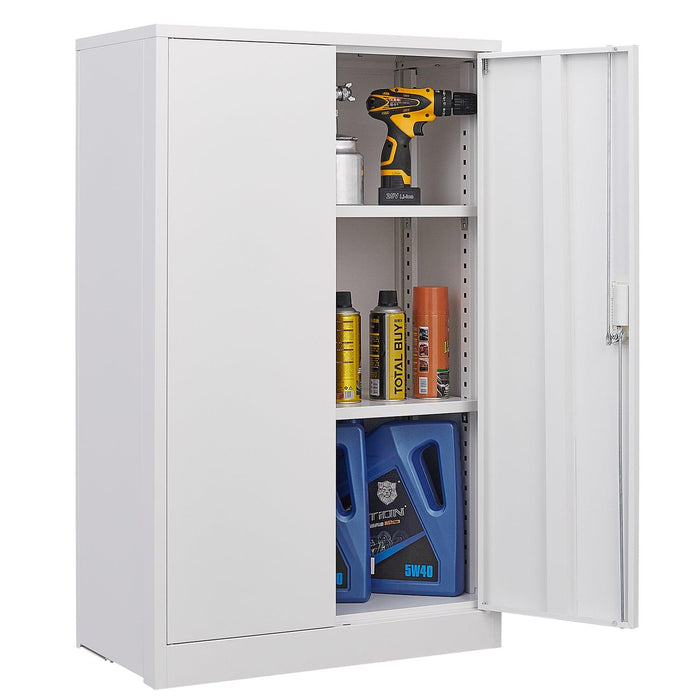 MetalStorage Cabinet with Locking Doors and Adjustable Shelf, Folding FilingStorage Cabinet , FoldingStorage Locker Cabinet for Home Office,School,Garage, White