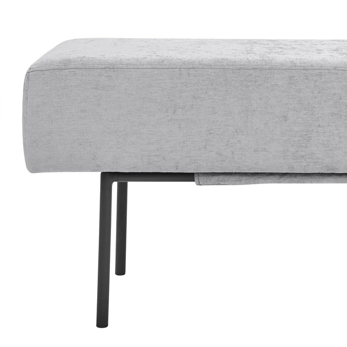 Contemporary Style Bedroom Chenille Upholstered Bench, Grey,( 45'' x13''x 17''）