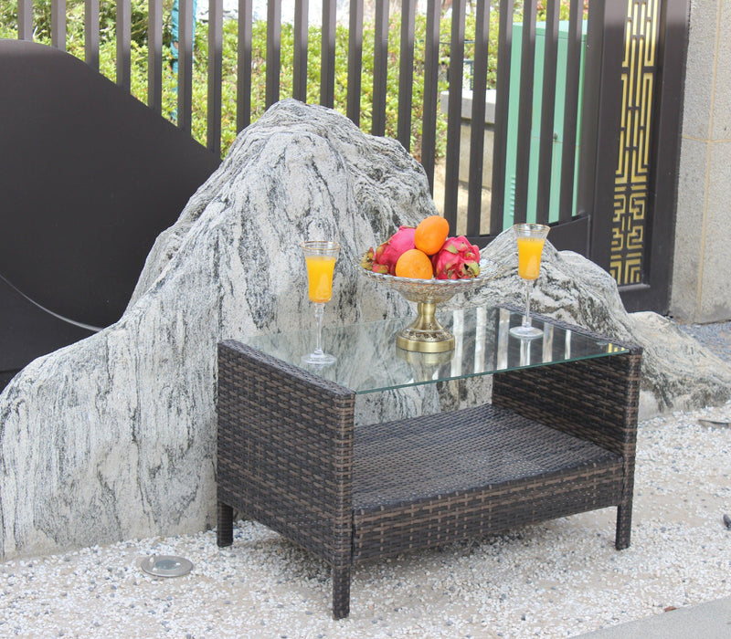 Outdoor patio Furniture  Coffee Table with clear tempered glass