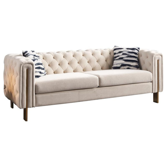 Modern velvet sofa CREAM color