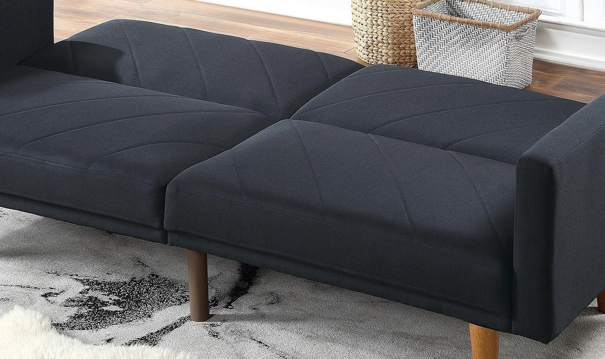 Modern Electric Look 1pc Convertible Sofa Couch Black Linen Like Fabric Cushion Clean Lines Wooden Legs Living Room