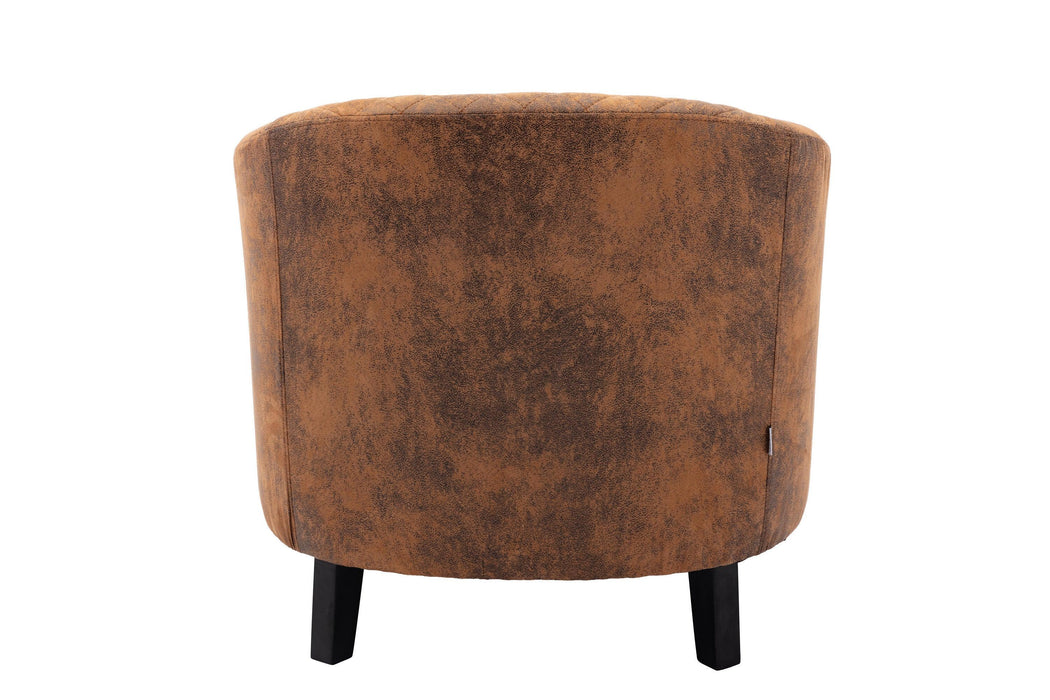 accent Barrel chair living room chair with nailheads and solid wood legs  Light  Coffee microfiber fabric