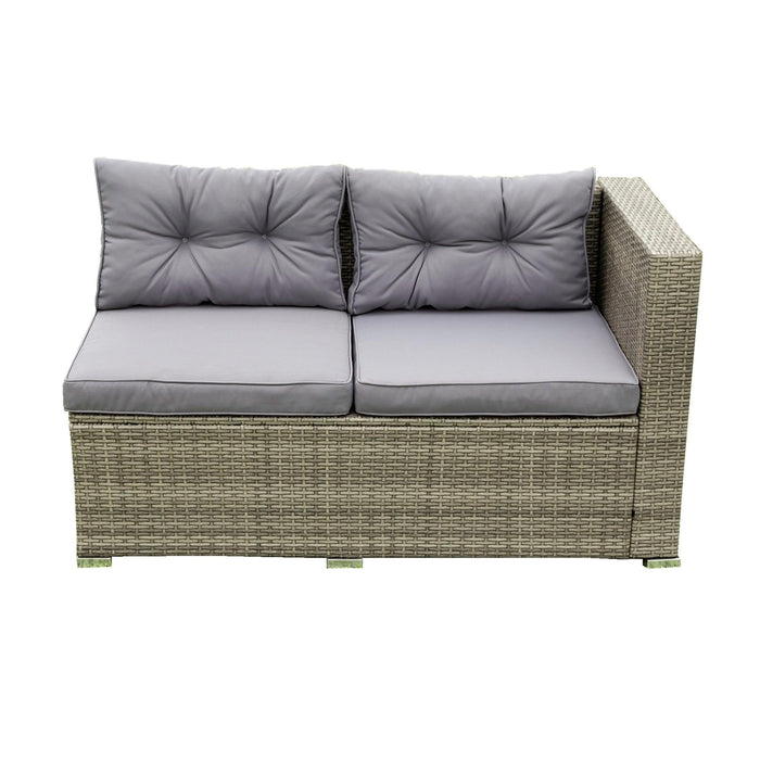 4 Piece Patio Sectional Wicker Rattan Outdoor Furniture Sofa Set withStorage Box Grey