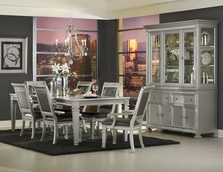 Modern Glam Design 1pc Dining Table with Extension Leaf Silver Finish Acrylic Inset Framing Dining Room Furniture