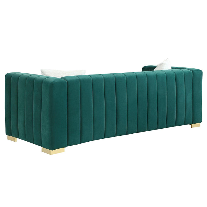 AModern  channel sofa  take on a traditional Chesterfield,Dark Green color,3 Seater