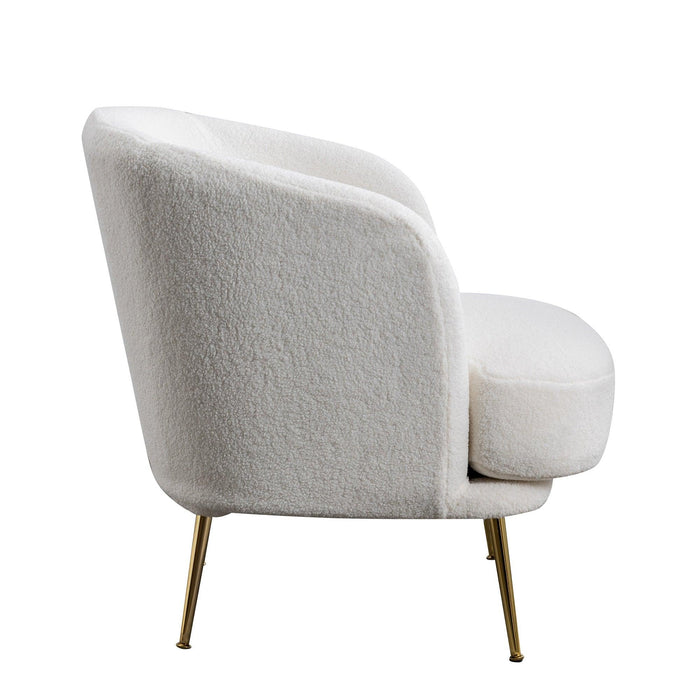 30.32"W Accent Chair Upholstered Curved Backrest Reading Chair Single Sofa Leisure Club Chair with Golden Adjustable Legs For Living Room Bedroom Dorm Room (Ivory Boucle)