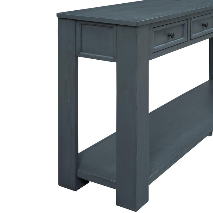 Console Table/Sofa Table withStorage Drawers and Bottom Shelf for Entryway Hallway (Navy)