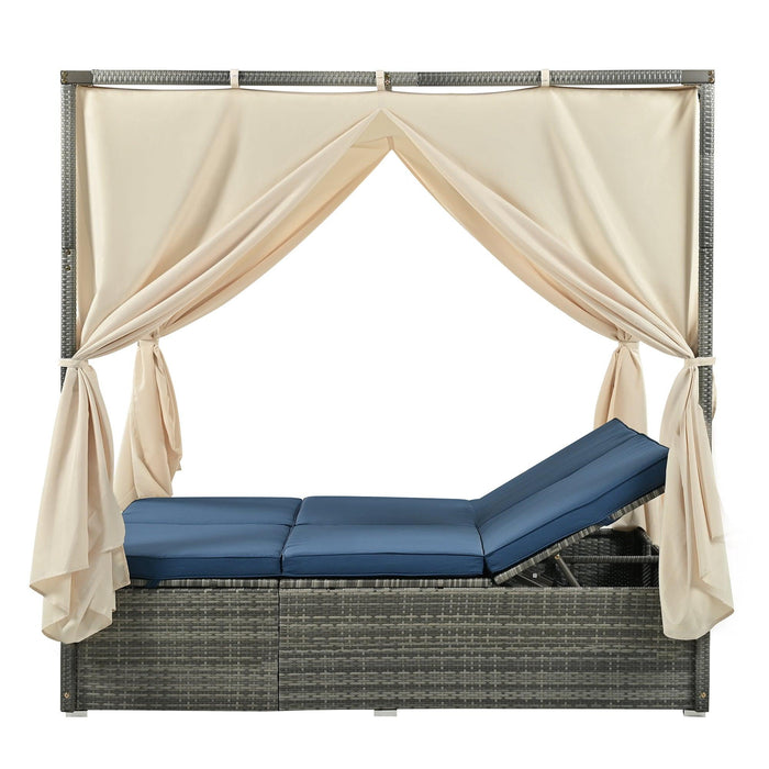 Adjustable Sun Bed With Curtain,High Comfort，With 3 Colors