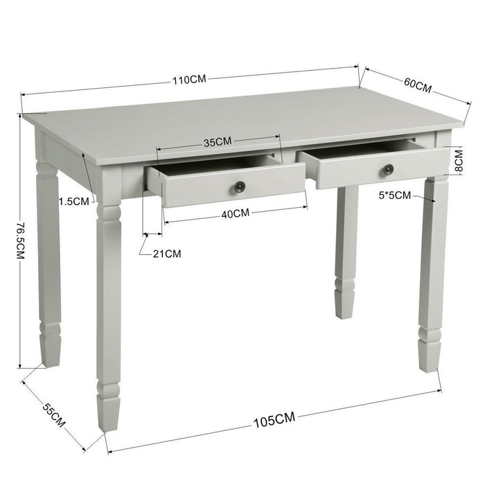 43.3'' Computer Board Desk with 2 Drawers - grey