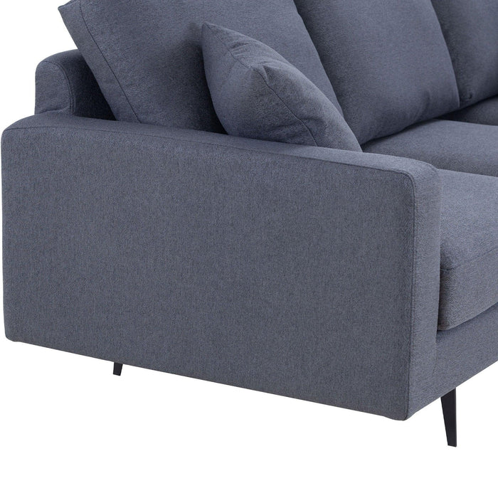 Modern Grey Three-Seat Sofa with Thick Sponge and Two Pillows, 87.40inch