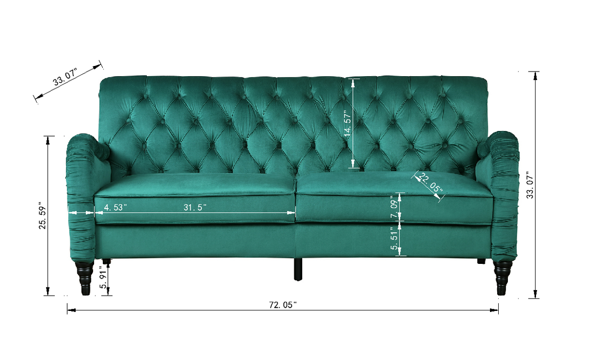 2229,DARK GREEN  Chesterfield;3 seater ,modern sofa