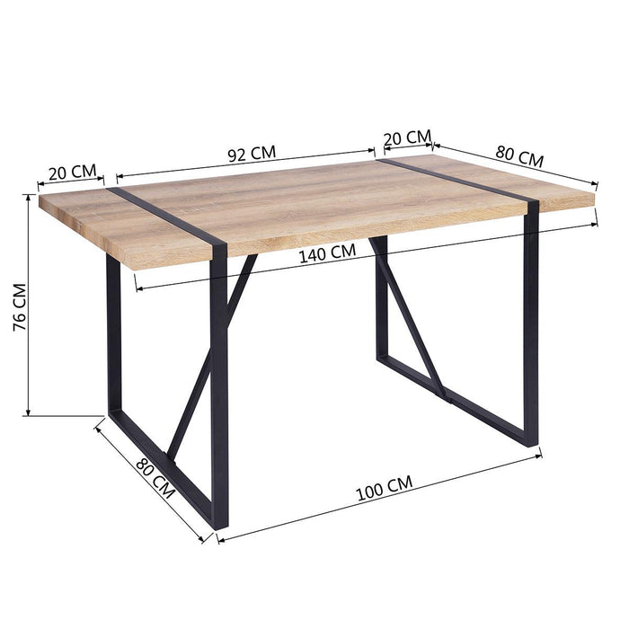 55.1"W x 31.5"D x 29.9"H Industrial Rectangular Dining Table, Oak & Black