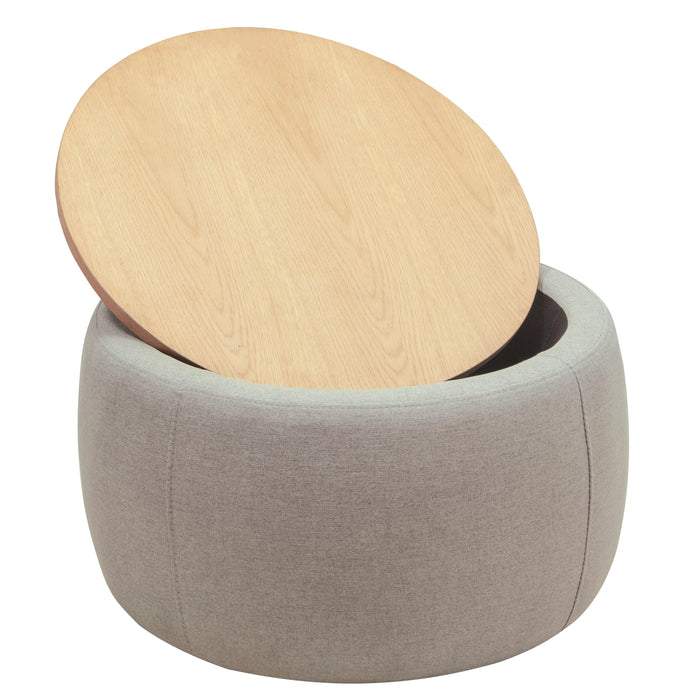 RoundStorage Ottoman, 2 in 1 Function, Work as End table and Ottoman,  Grey (25.5"x25.5"x14.5")