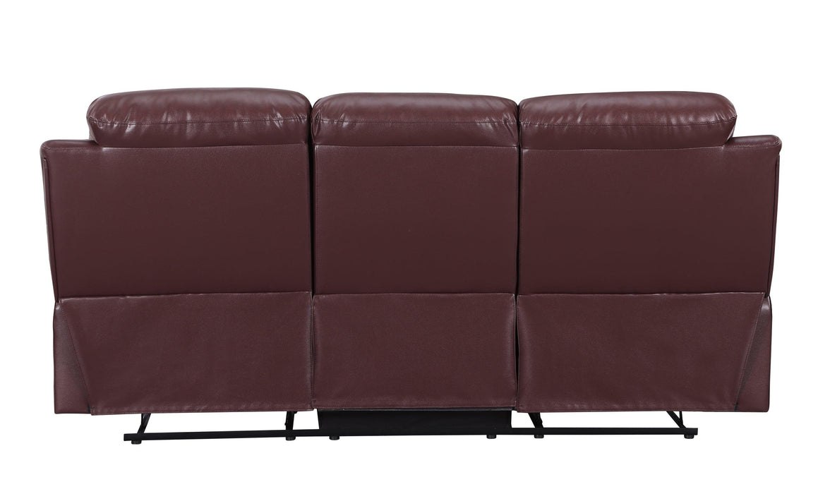 Global United  Leather Air Upholstered Reclining Sofa with Fiber Back