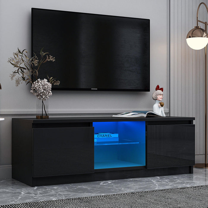 TV Cabinet Wholesale, Black  TV Stand with LED Lights