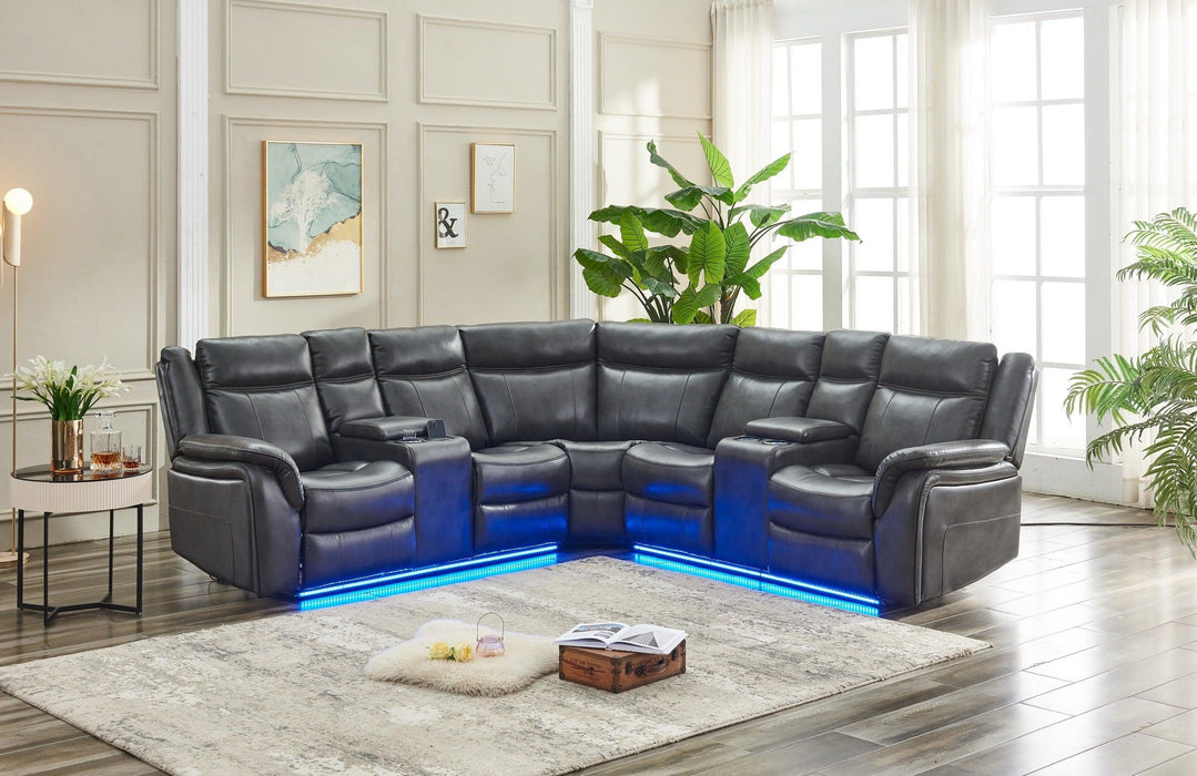 Power reclining Sectional W/LED strip GRAY M02