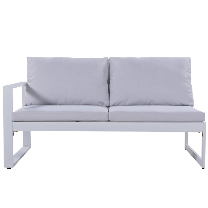 Industrial Style Outdoor Sofa Combination Set With 2 Love Sofa,1 Single Sofa,1 Table,2 Bench