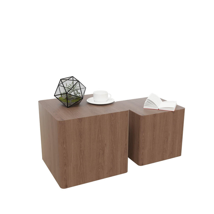 MDF Nesting table/side table/coffee table/end table for living room,office,bedroom Walnut，set of 2