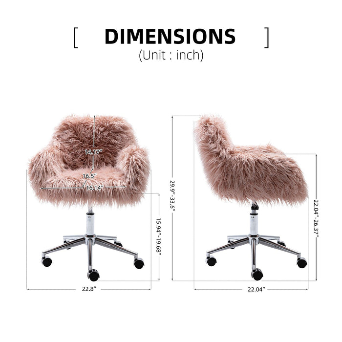 Modern Faux fur home  office chair, fluffy chair for girls, makeup vanity Chair