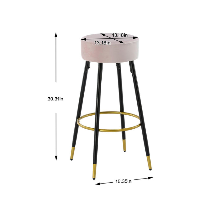 Counter Height Bar Stools Set of 2, Velvet Kitchen Stools Upholstered Dining Chair Stools 24 Inches Height with Golden Footrest for Kitchen Island Coffee Shop Bar Home Balcony,